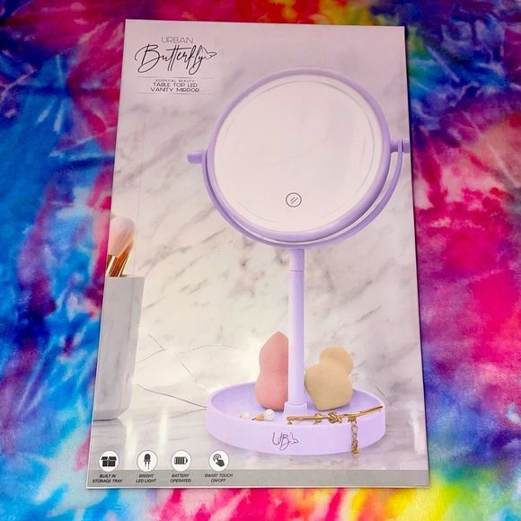 Purple Cordless LED Vanity Mirror